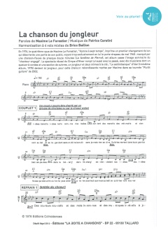 Aperçu de la partition La chanson du jongleur