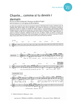 Aperçu de la partition Chante comme si tu devais mourir demain