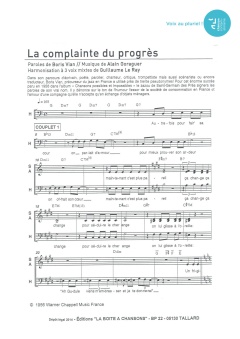 Aperçu de la partition La complainte du progrès