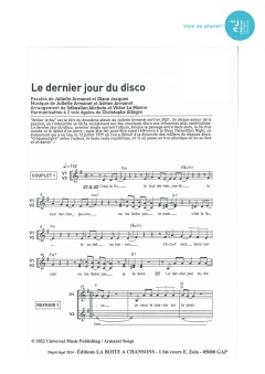 Aperçu de la partition Le dernier jour du disco