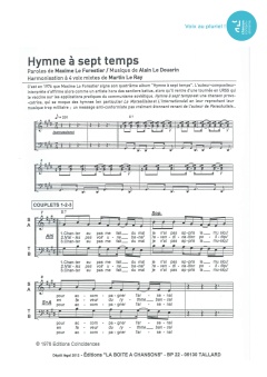 Aperçu de la partition L'hymne à sept temps