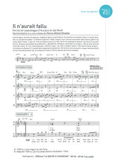 Aperçu de la partition Il n'aurait fallu
