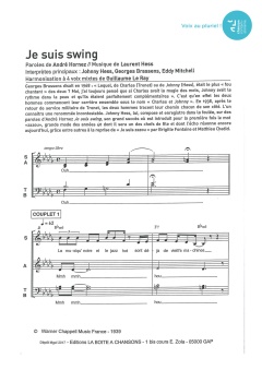 Aperçu de la partition Je suis swing