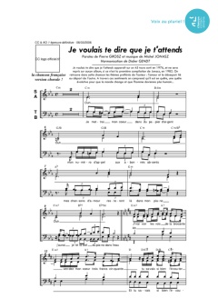 Aperçu de la partition Je voulais te dire que je t'attends