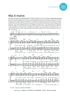Aperçu de la partition Mal ô mains