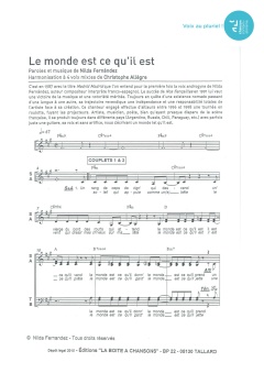 Aperçu de la partition Le monde est ce qu'il est
