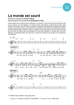 Aperçu de la partition Le monde est sourd