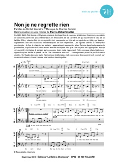 Aperçu de la partition Non je ne regrette rien