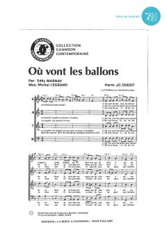 Aperçu de la partition Où vont les ballons