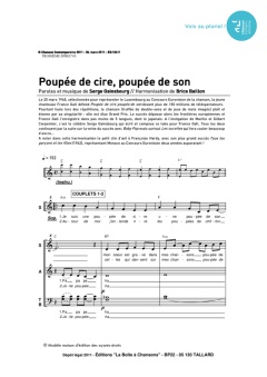 Aperçu de la partition Poupée de cire poupée de son