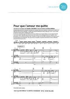 Aperçu de la partition Pour que l'amour me quitte