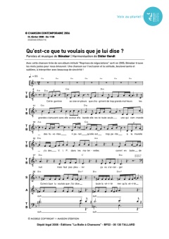 Aperçu de la partition Qu'est-ce que tu voulais que je lui dise