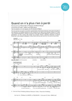 Aperçu de la partition Quand on n'a plus rien à perdre