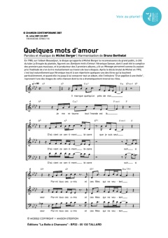 Aperçu de la partition Quelques mots d'amour