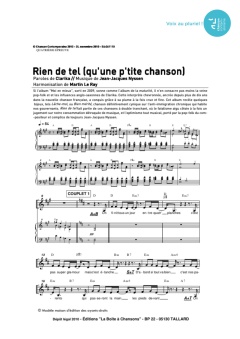 Aperçu de la partition Rien de tel (qu'une p'tite chanson)
