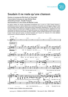Aperçu de la partition Soudain il ne reste qu'une chanson