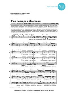 Aperçu de la partition T'as beau pas être beau