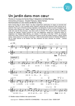 Aperçu de la partition Un jardin dans mon cœur