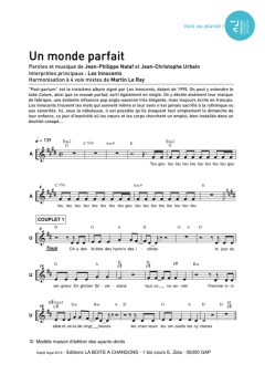 Aperçu de la partition Un monde parfait