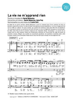 Aperçu de la partition La vie ne m'apprend rien