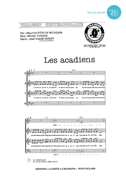 Acadiens (les) — 4 voix mixtes