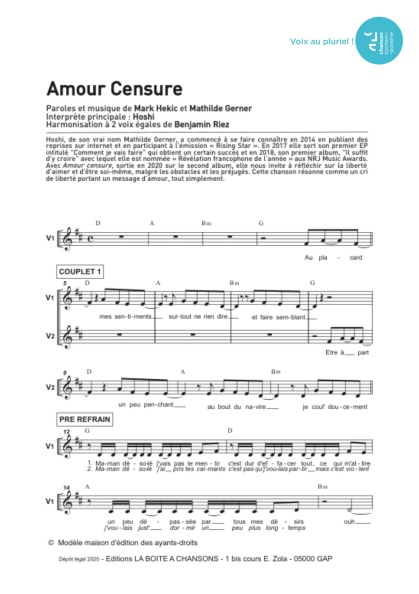 Amour Censure — 2 voix égales