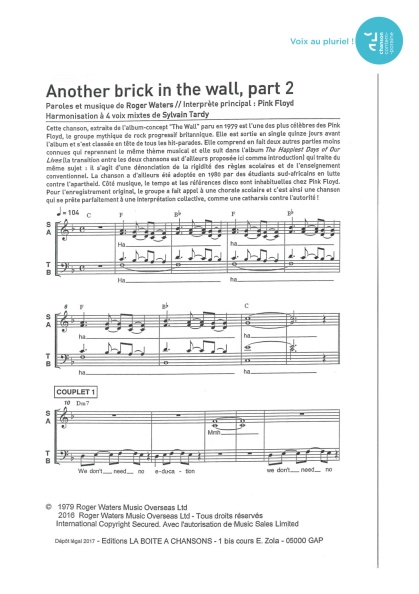 Another brick in the Wall — 4 voix mixtes