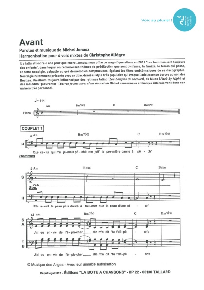 Avant — 4 voix mixtes