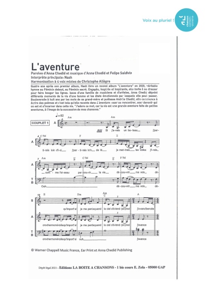 L'aventure — 4 voix mixtes