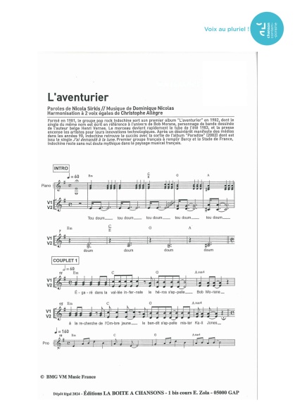 L'aventurier — 2 voix égales