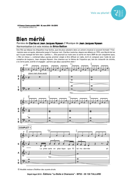 /partitions/Bien mérité (4vm)-(2010)
