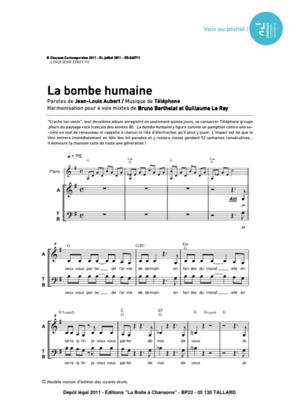 /partitions/Bombe humaine (la) (4vm)-(2011)