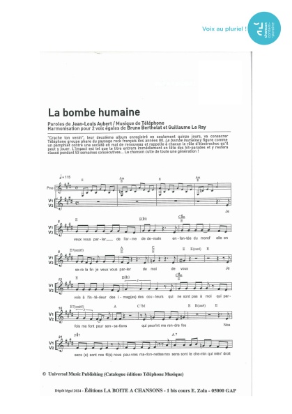 Bombe humaine (la) — 2 voix égales