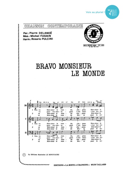 Bravo monsieur le monde — 4 voix mixtes