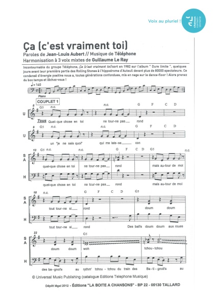 Ça c'est vraiment toi — 3 voix mixtes