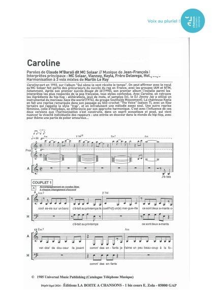 Caroline — 3 voix mixtes