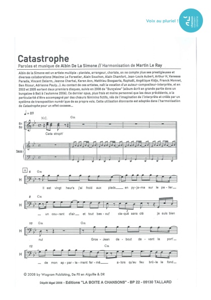 Catastrophe — 4 voix mixtes