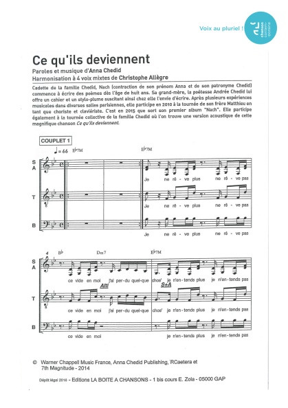 Ce qu'ils deviennent — 4 voix mixtes