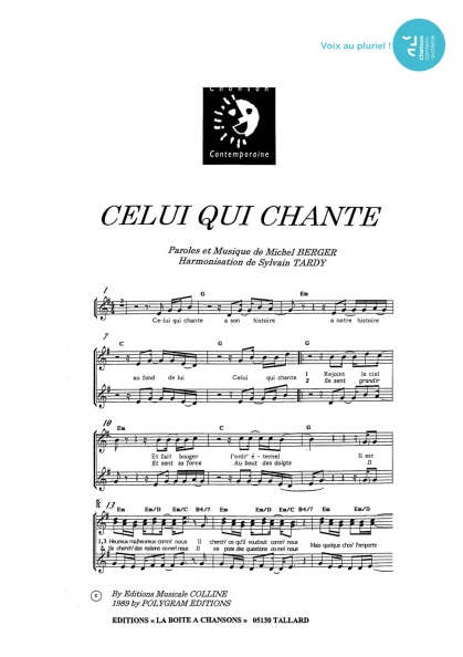 Celui qui chante — 3 voix mixtes