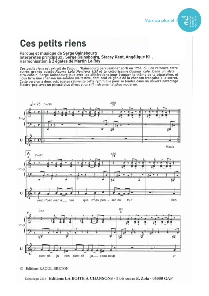 Ces petits riens — 2 voix égales mixtes