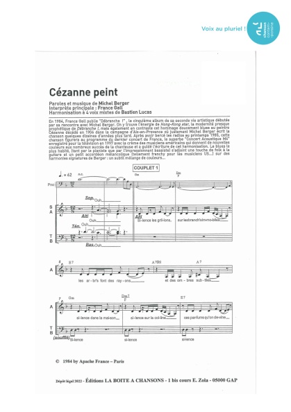 Cézanne peint — 4 voix mixtes
