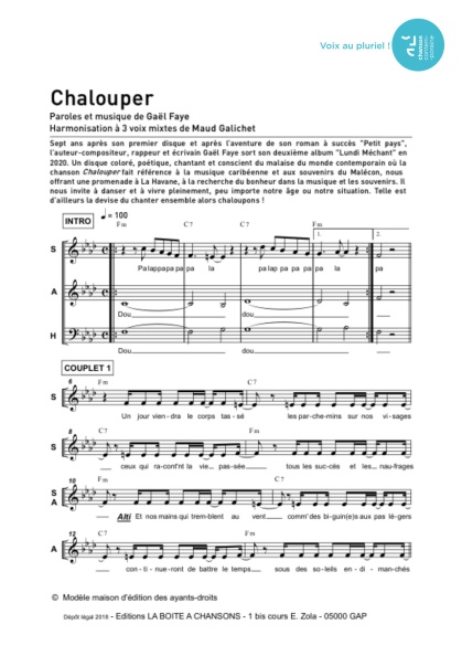 Chalouper — 3 voix mixtes