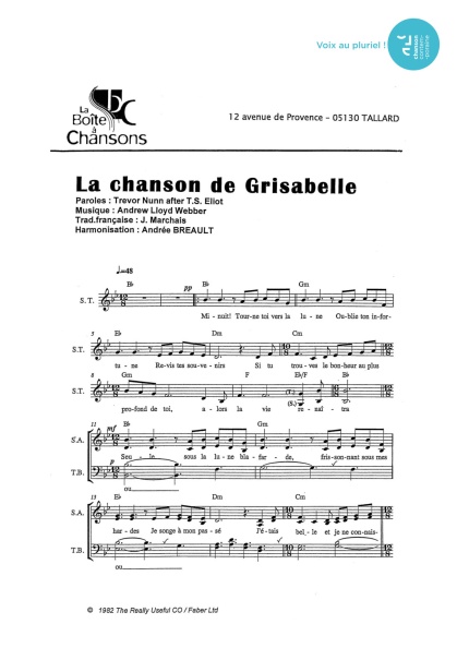 Chanson de Grisabelle (la) — 4 voix mixtes