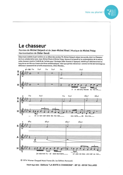 Chasseur (le) — 4 voix mixtes