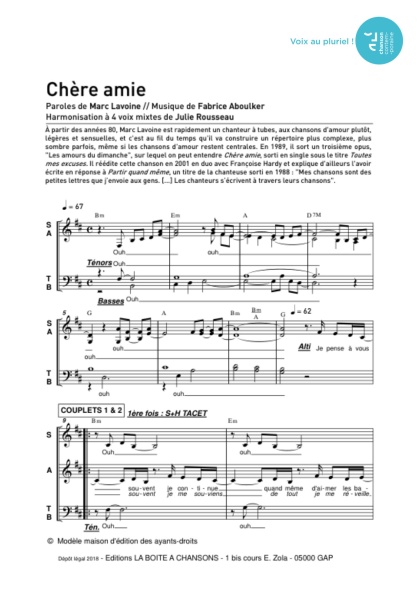 /partitions/Chère amie (4vm)-(2019)