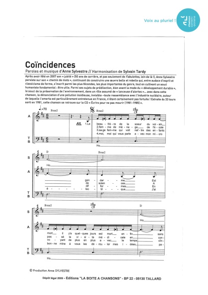 Coïncidences — 4 voix mixtes