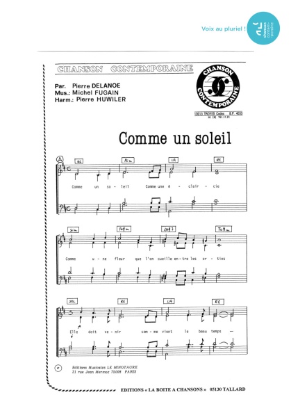 Comme un soleil — 4 voix mixtes