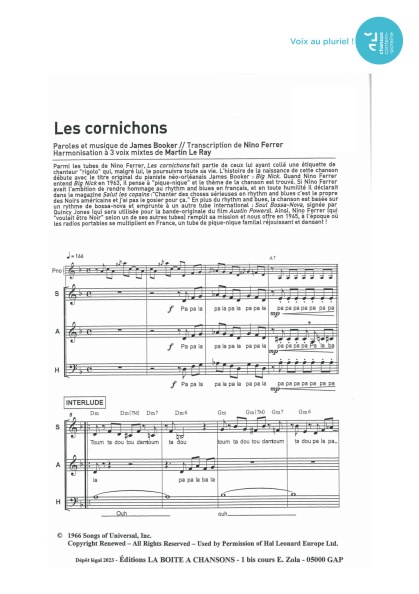 Cornichons (les) — 3 voix mixtes
