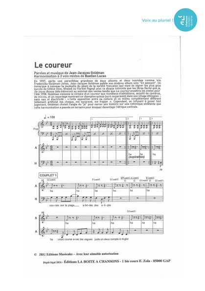 Coureur (le) — 3 voix mixtes