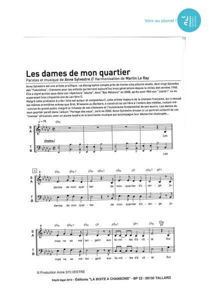 Dames de mon quartier (les) — 4 voix mixtes